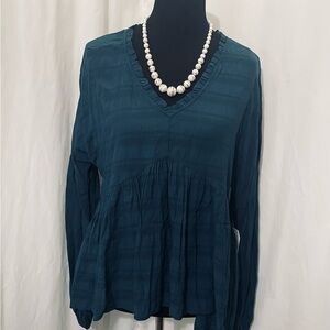 Teal V-Neck Women's Top